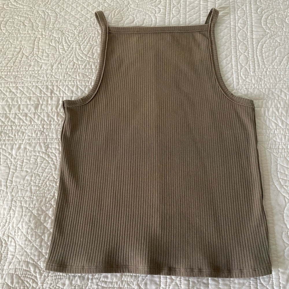 Free The People Women's Ribbed Tan Tank Top Sz M